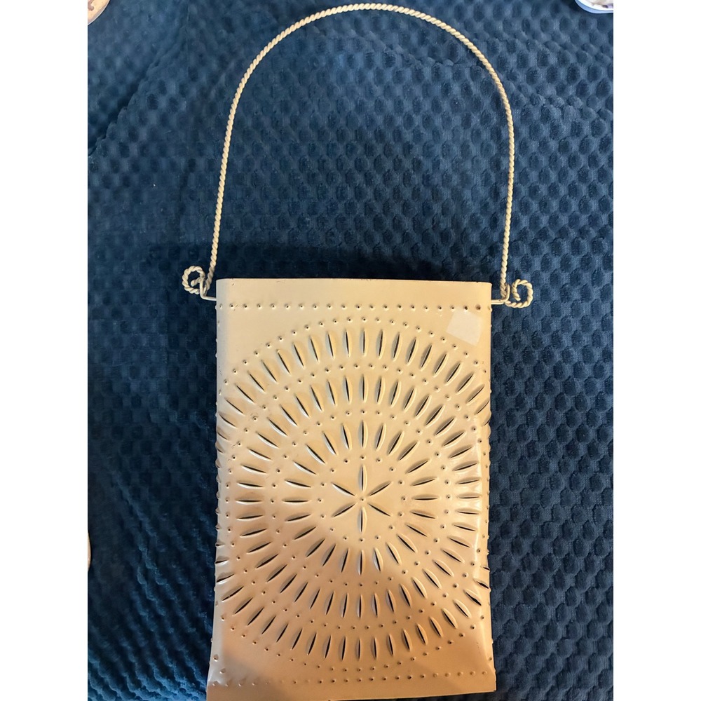 Pierced Metal Wall Pocket Hanging Tin Sunburst Starburst Decor
